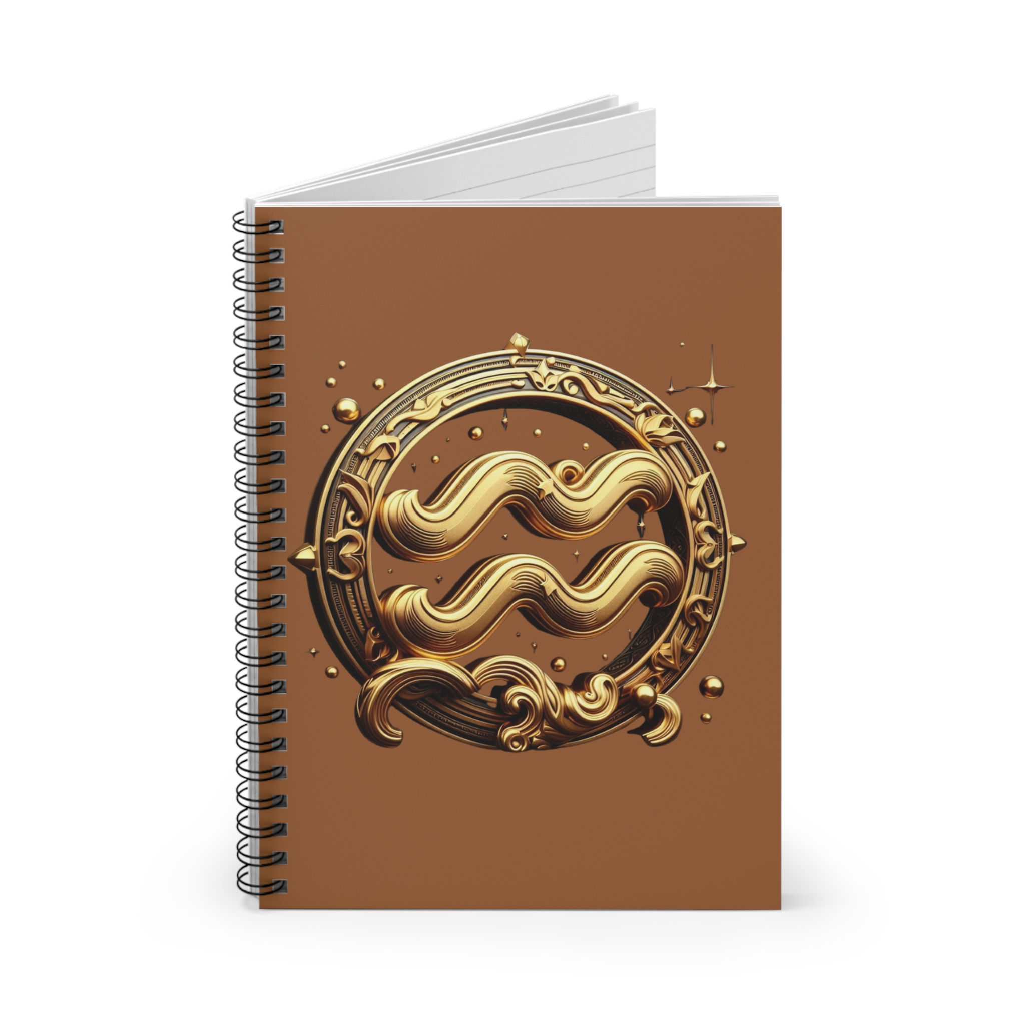 Aquarius (Symbol) Spiral Notebook - Squirrel Brown