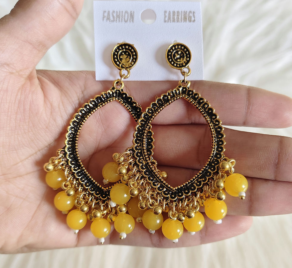 Thumbnail: Leaf  Golden Jhumka base with beads