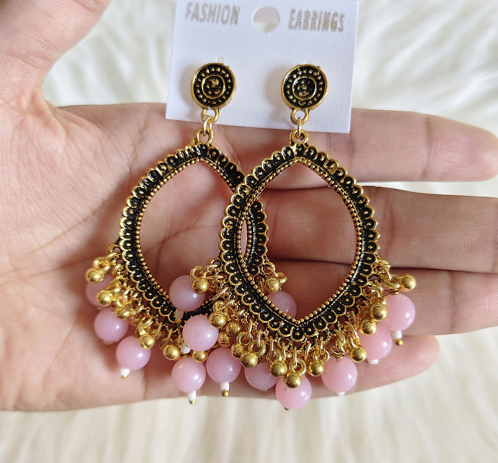 Thumbnail: Leaf  Golden Jhumka base with beads