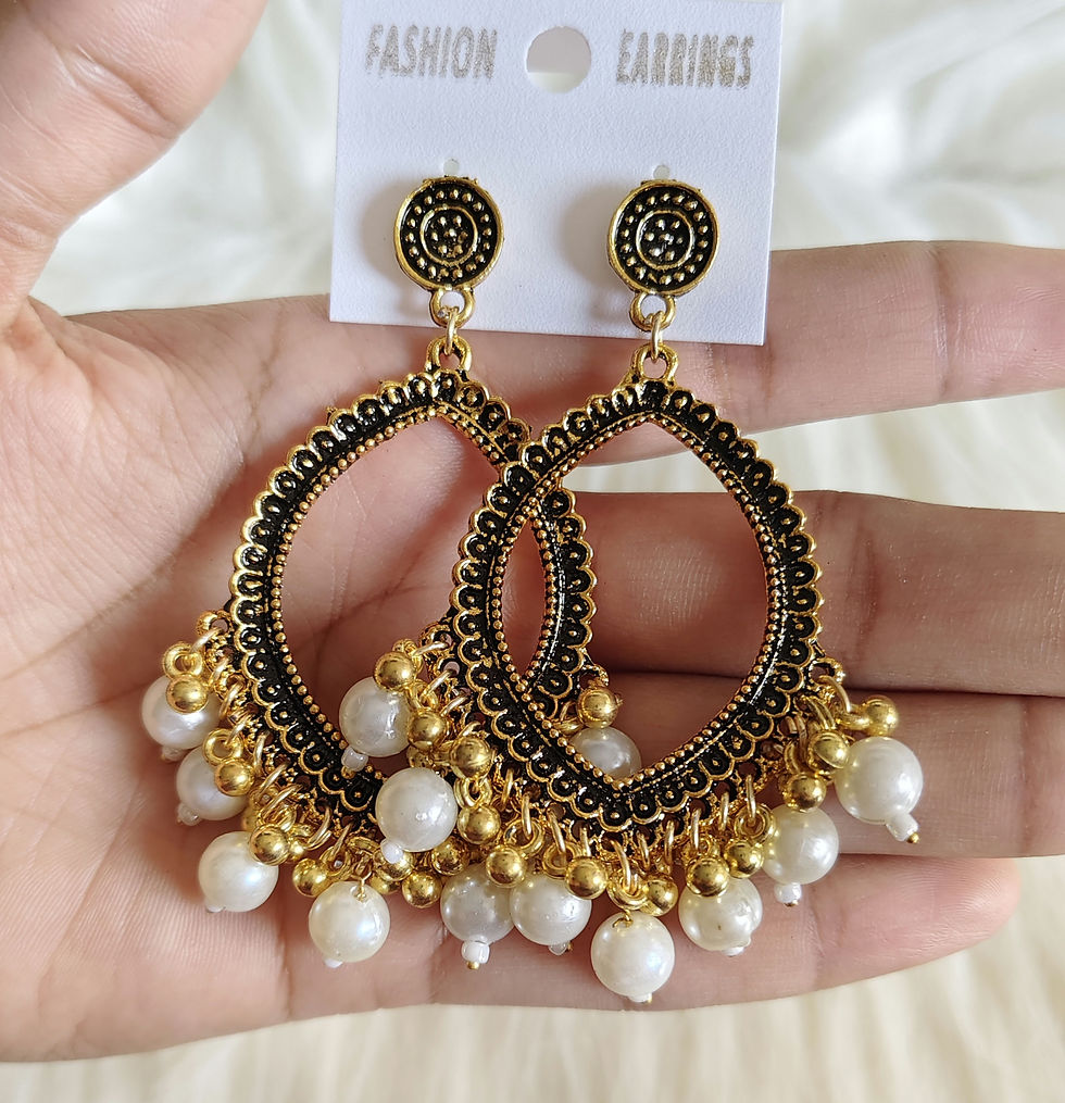 Thumbnail: Leaf  Golden Jhumka base with beads