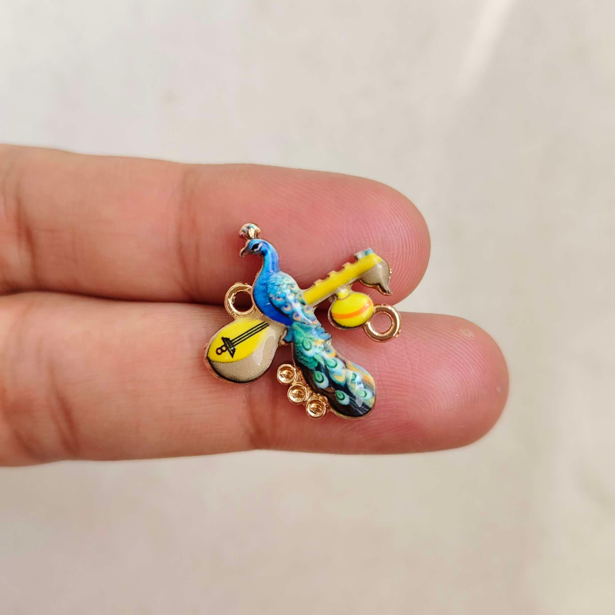 Peacock with Veena 3D Rakhi Charm
