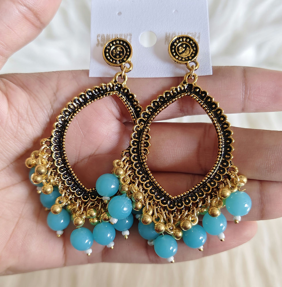 Thumbnail: Leaf  Golden Jhumka base with beads