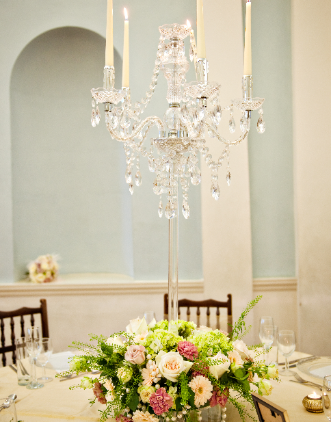 Crystal candelabra with floral base