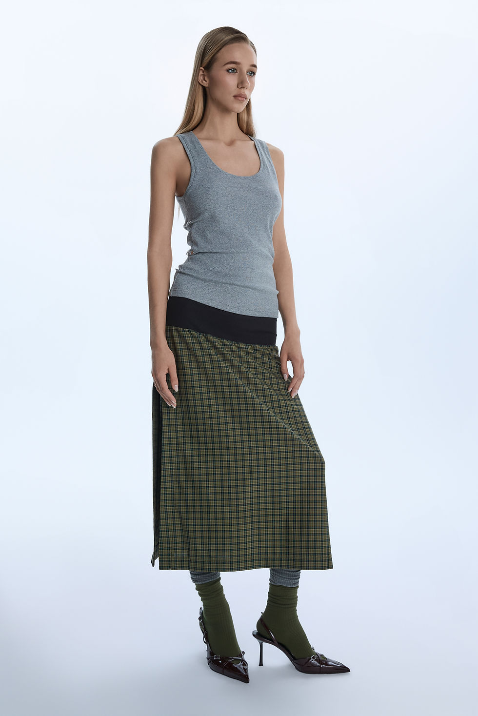 Thumbnail: DRAPE SKIRT / GREEN