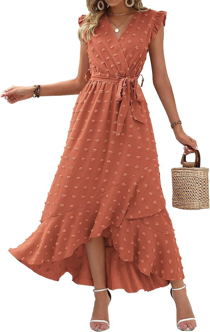 Cap Sleeve Swiss Dot Maxi Dress