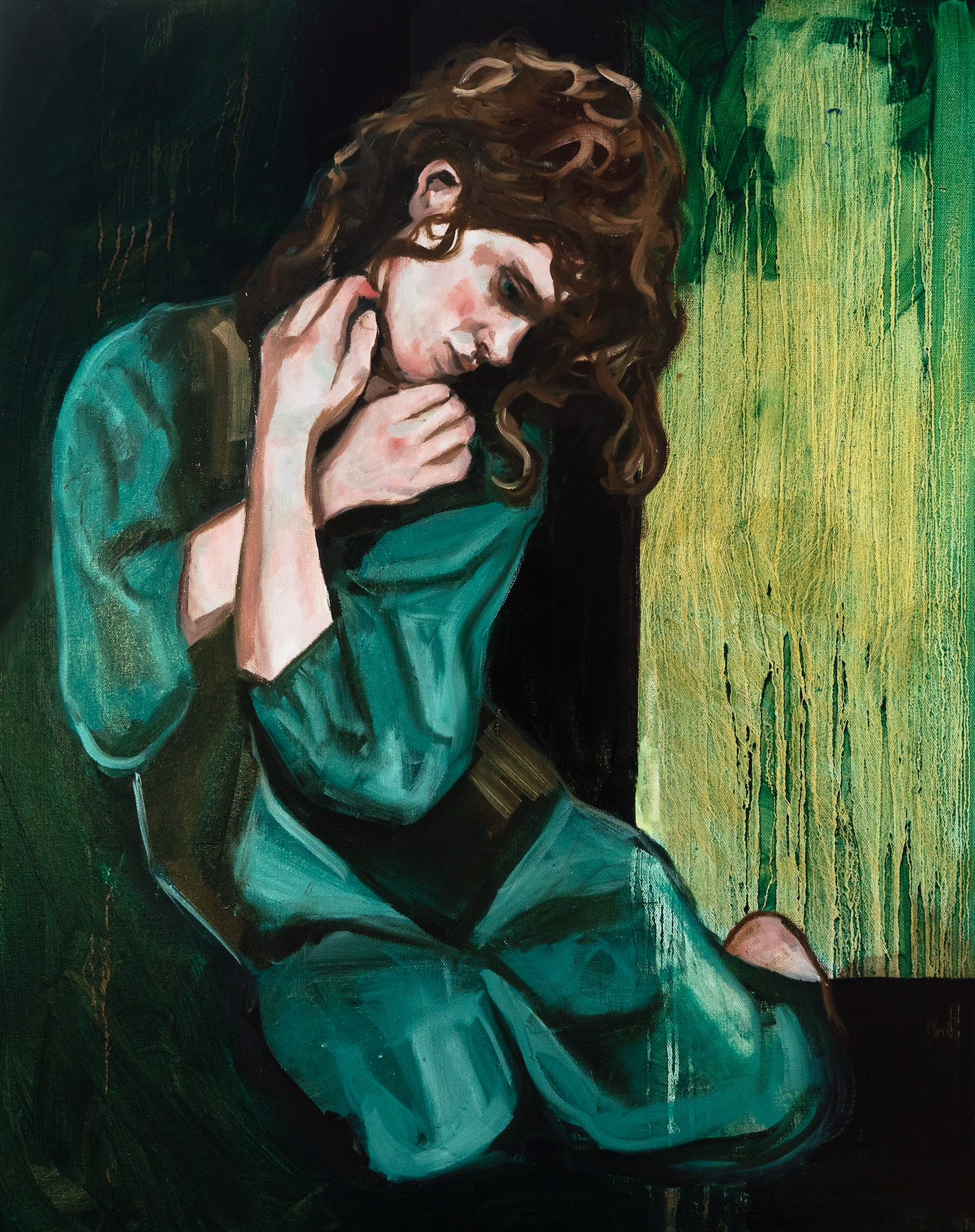 The Woman in the Green Dress | Original oil painting | Unframed