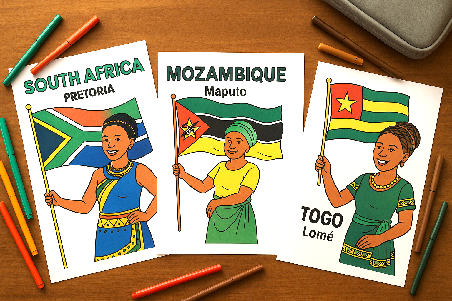 Educational 54 African Flag Colouring book (Digital Only)
