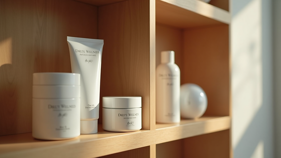 Close-up view of premium adult wellness products displayed on a polished wooden shelf