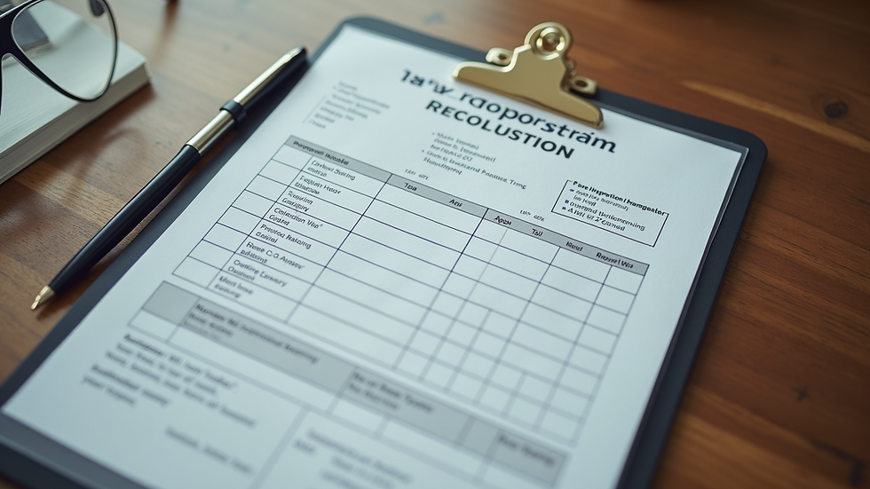 High angle view of a home inspection report on a clipboard