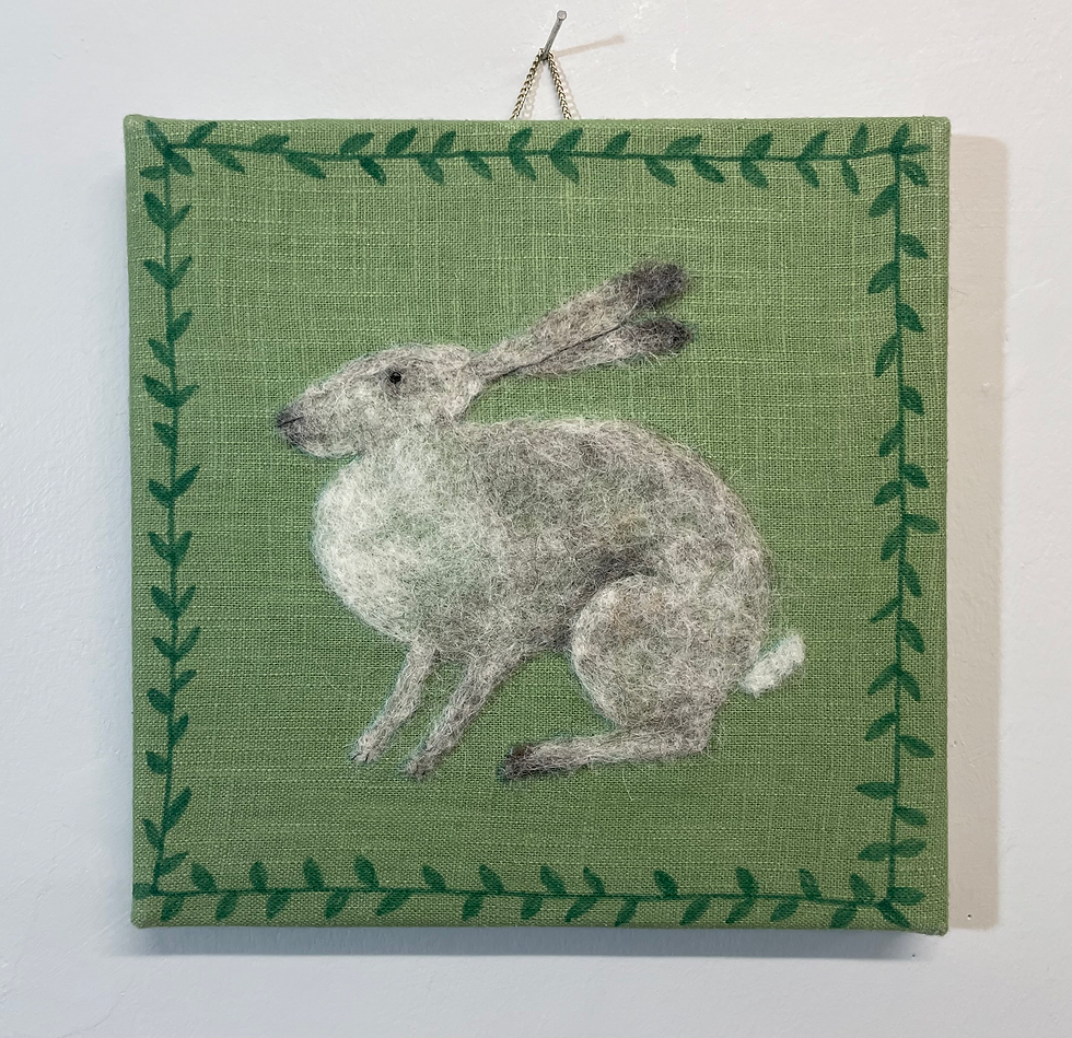 Hare Needlefelt On Linen