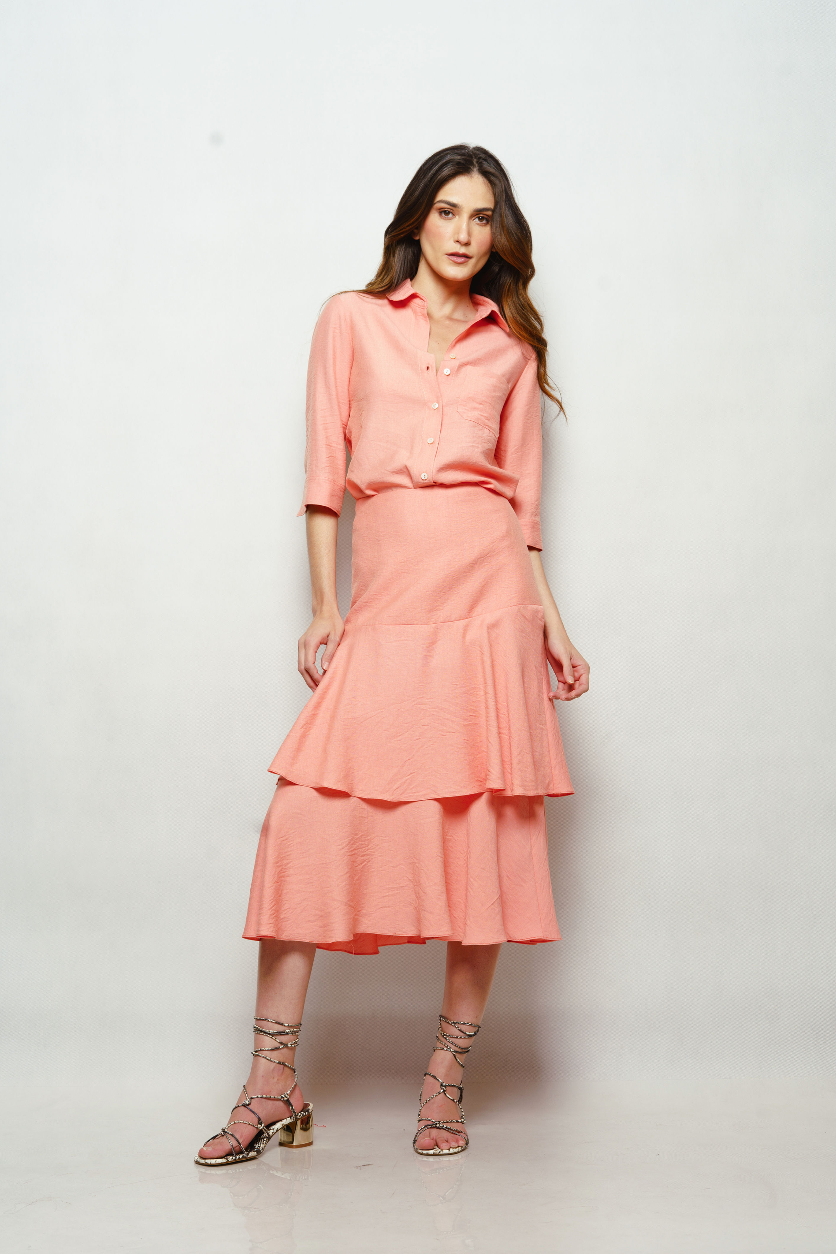 Camisa Linho Mix Manga 3/4