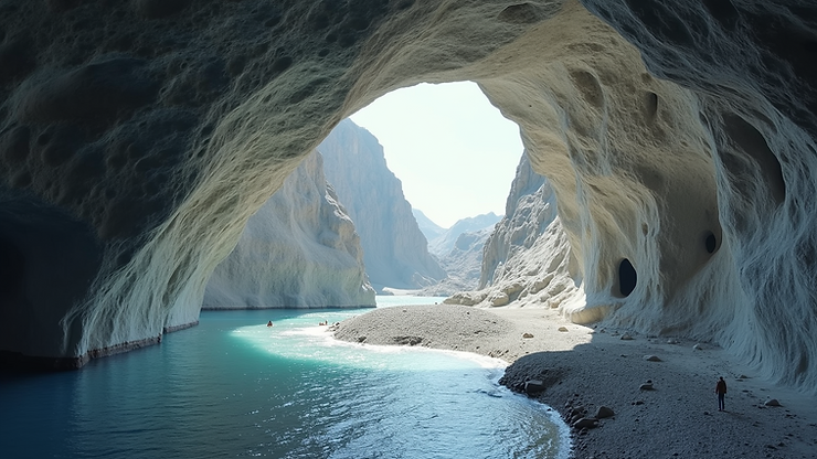 High angle view of the Marble Caves in Chile
