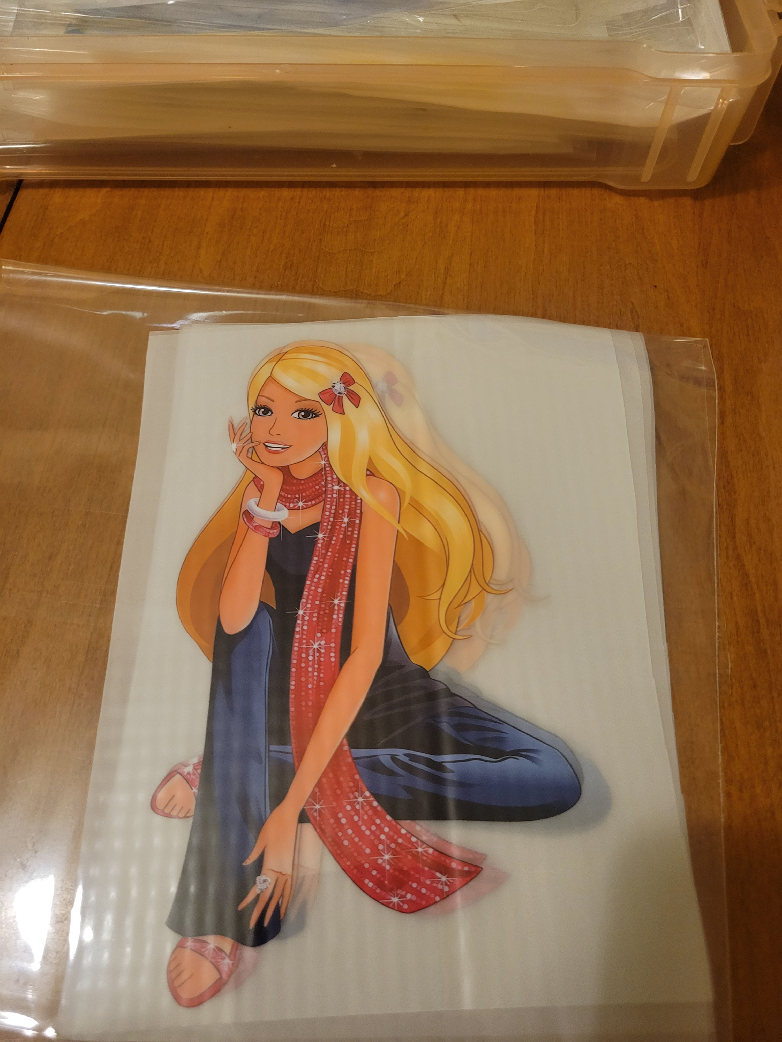 Fashion illustration of blonde woman with red scarf