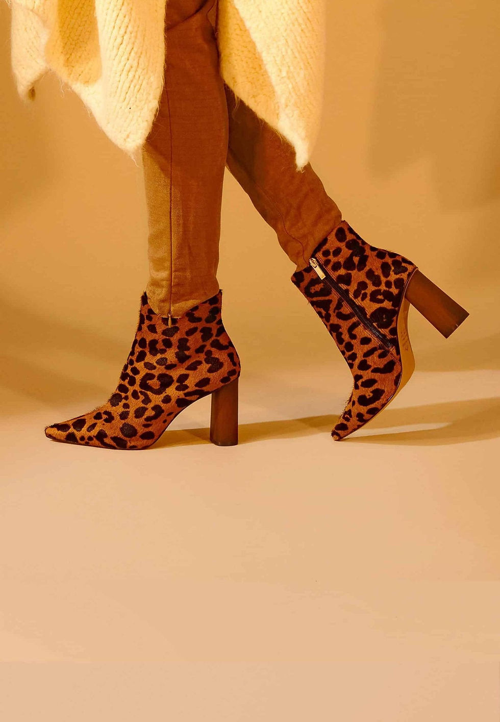 Thumbnail: Brown Animal Print Boots Sapucaia – 8.4cm Block Heel Ankle Boots