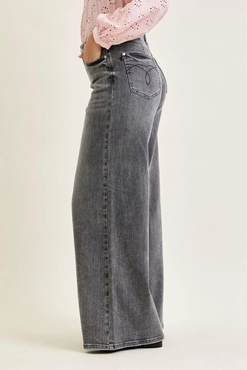 Thumbnail: Judy Blue Mid Rise Palazzo Split Back Yoke