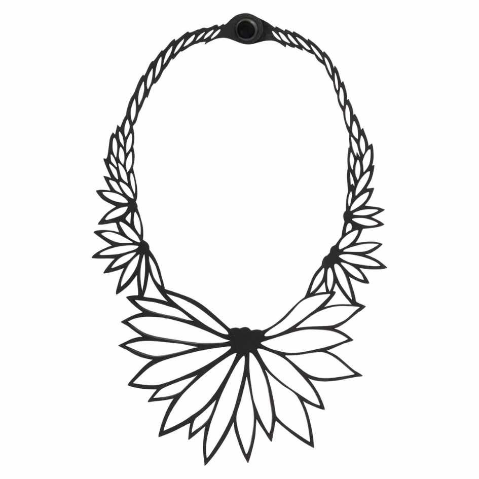 Thumbnail: Lotus Recycled Rubber Statement Necklace