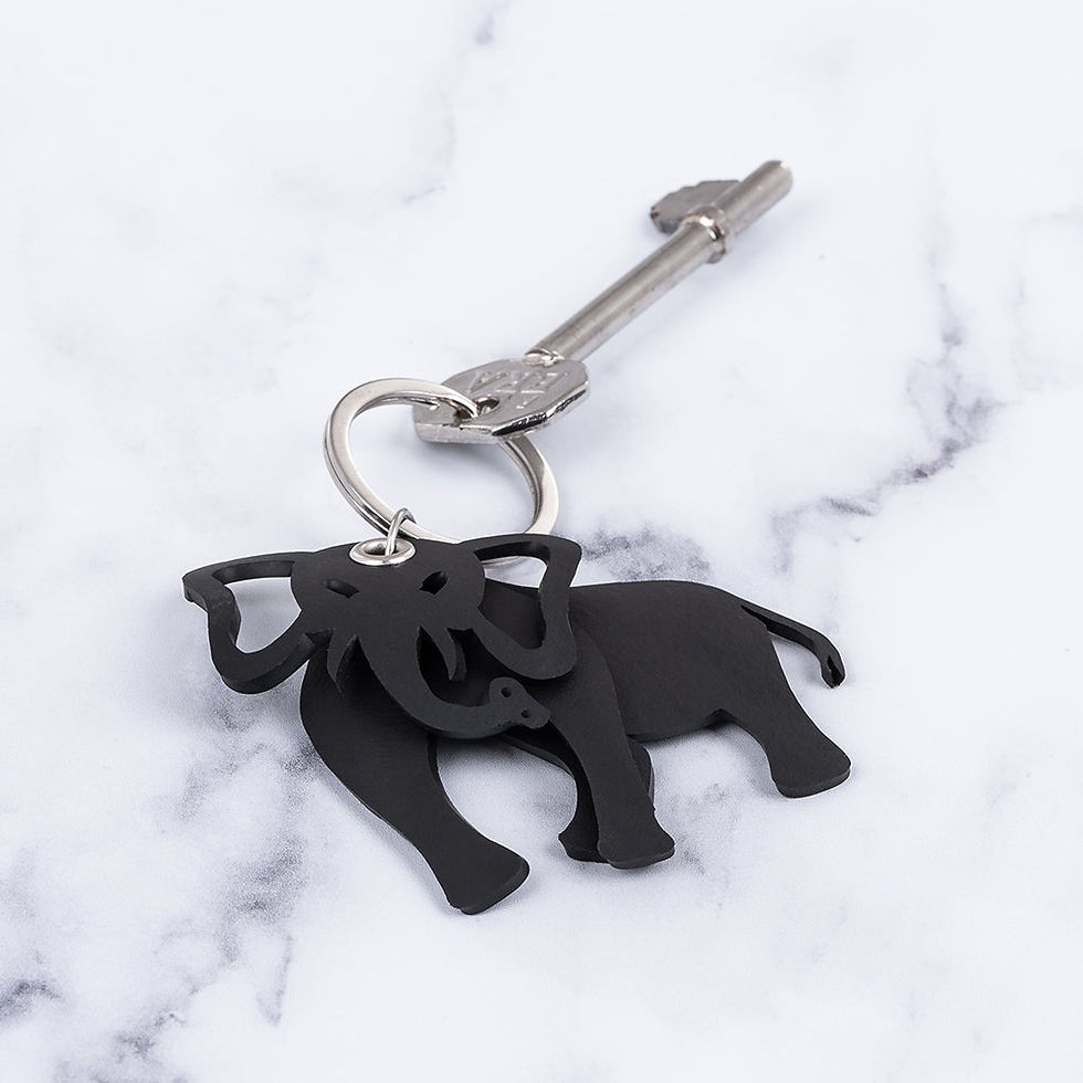 Thumbnail: Jumbo 3D Recycled Rubber Elephant Vegan Keyring