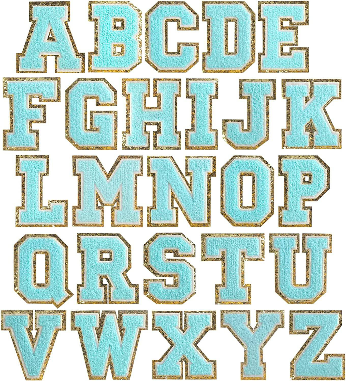 Blue Self Adhesive Chenille Letters Patches