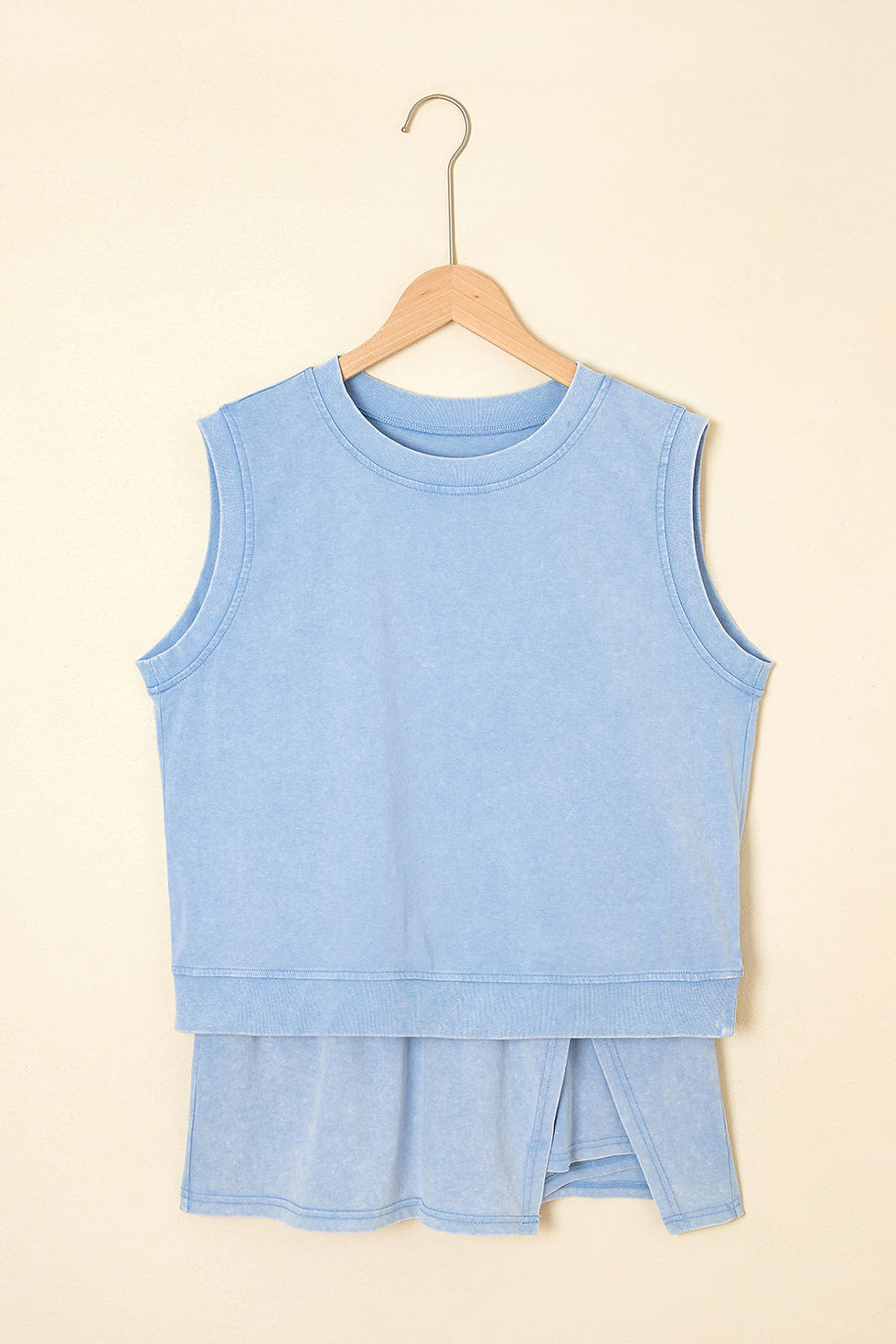 Thumbnail: Aria 2 Pieces Mineral Wash Cotton Tank Top Lined Split Skirt Set