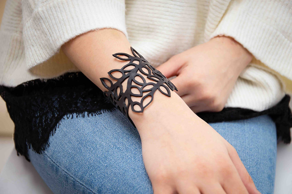 Thumbnail: Evergreen Leaf Upcycled Rubber Bracelet