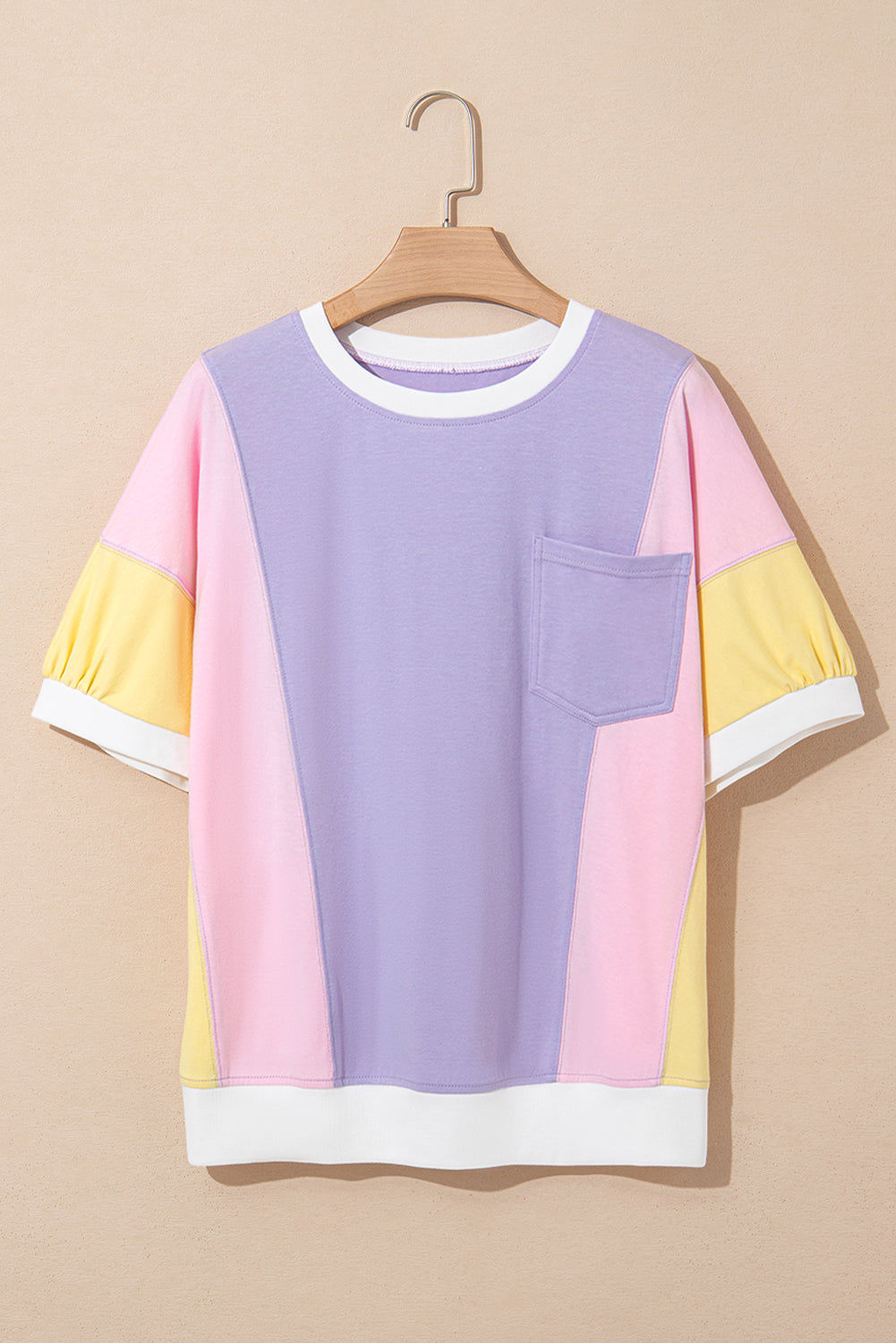 Zoe Patchwork Half Sleeve Oversized Top
