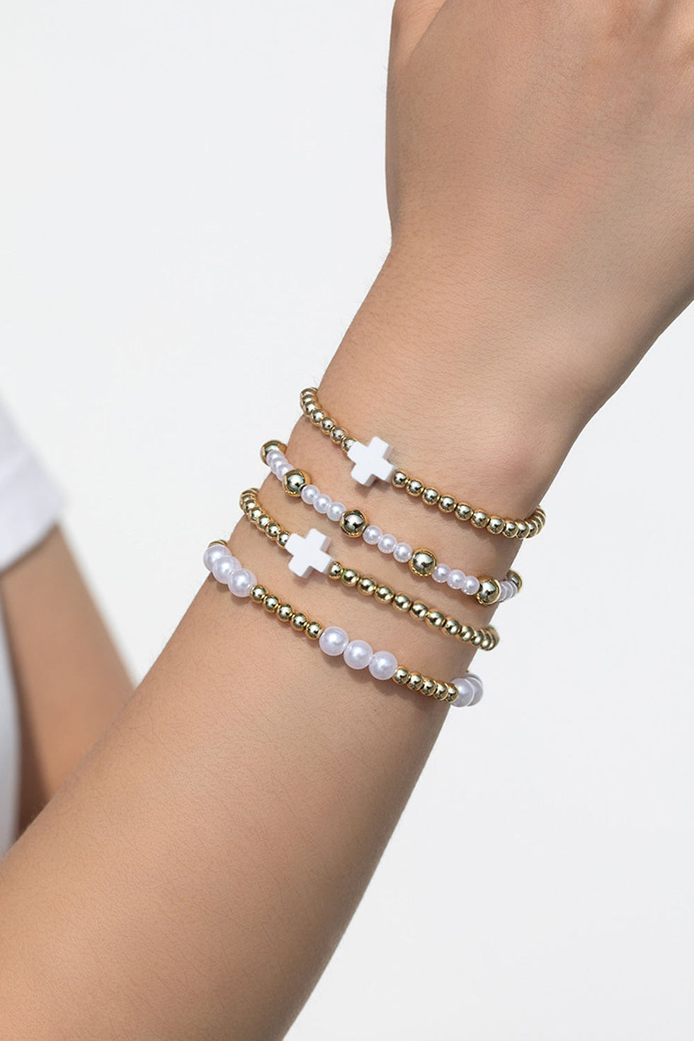 Thumbnail: Arely Beaded Elastic Layered Bracelet