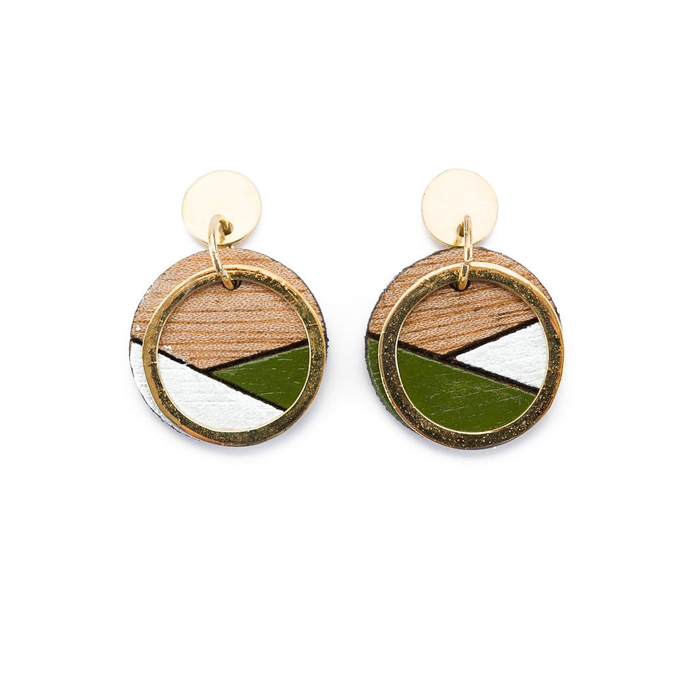 Thumbnail: Conture Recycled Wood Gold Plated Earrings (4 Colours Available)