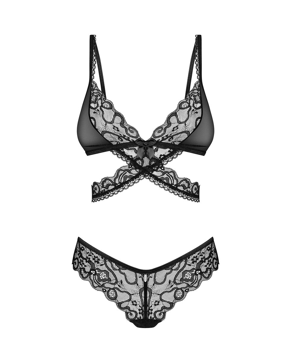 Thumbnail: Soft Lace Bra & Sheer Thong Set Obsessive Blomentis
