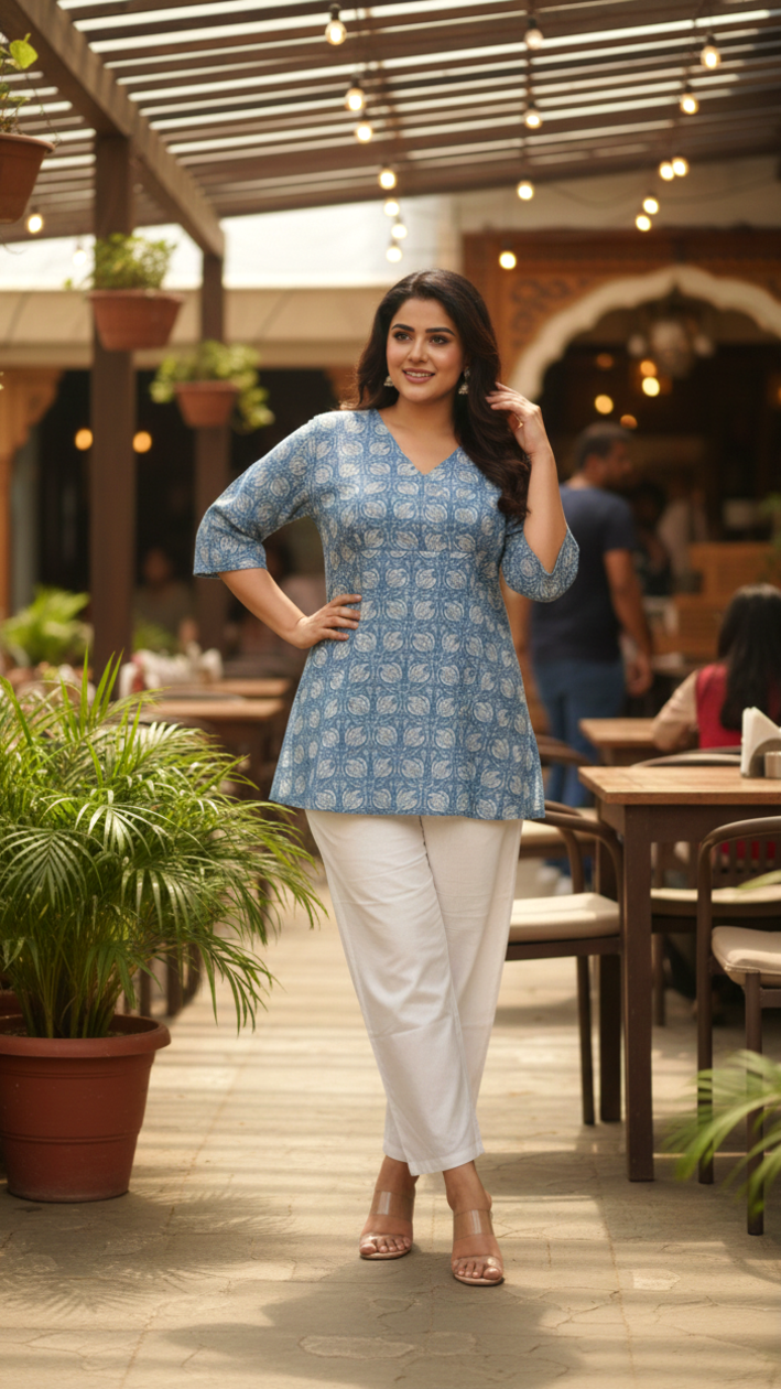 Thumbnail: Blue Lotus Floral Printed Top