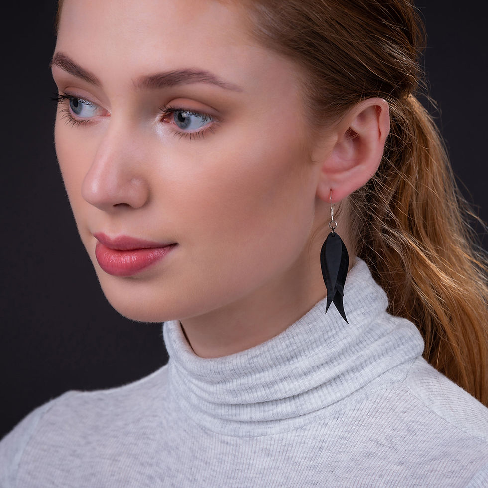 Thumbnail: Flake Recycled Rubber Earrings - Eco Friendly