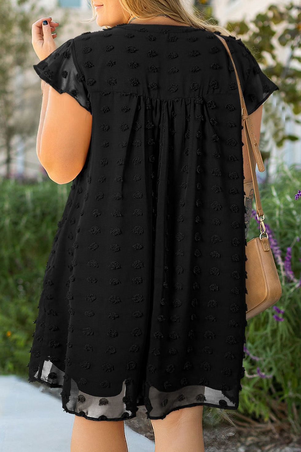 Thumbnail: Lilith Plus Size Dotty Textured Ruffled Dress