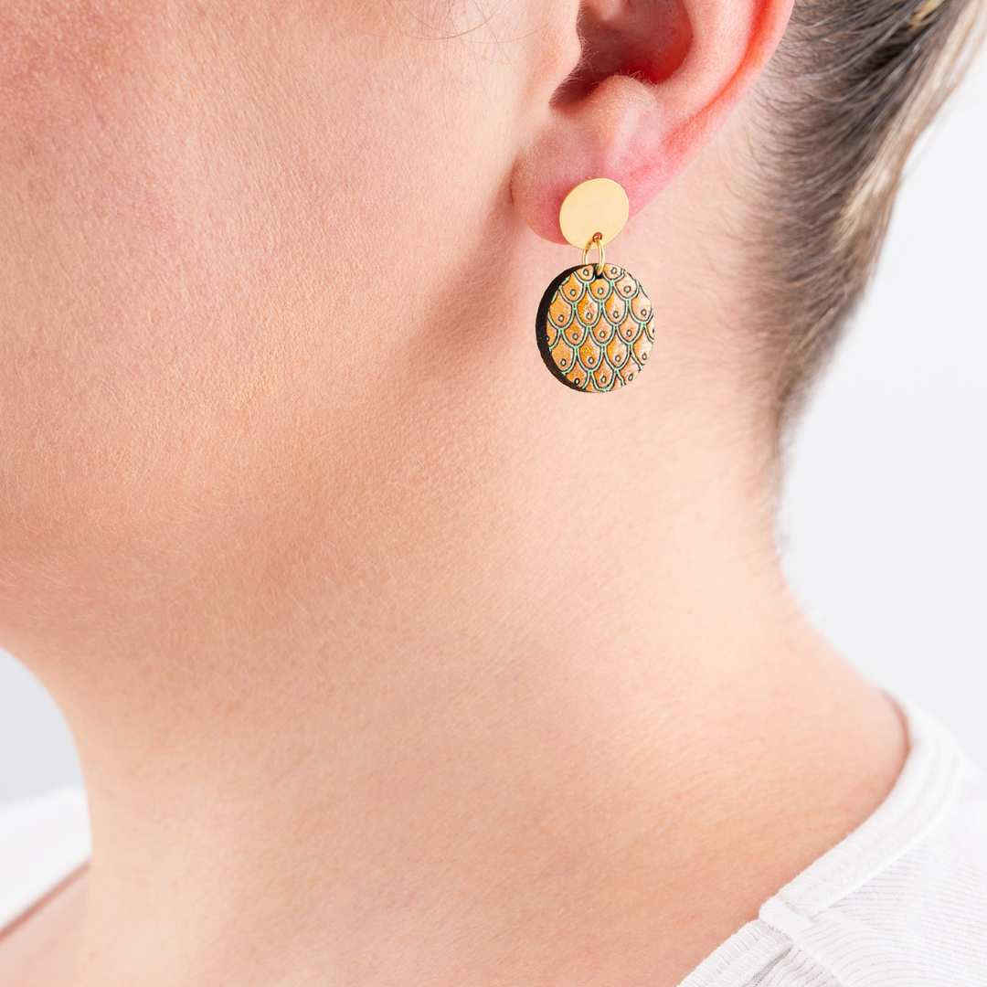 Grinsing Recycled Wood Earrings