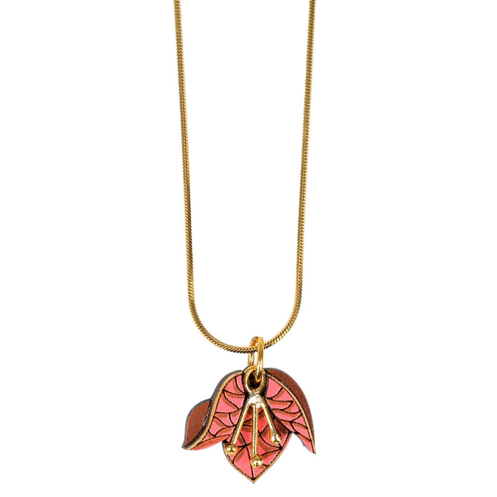 Thumbnail: Bougainvillea Reclaimed Wood Necklace