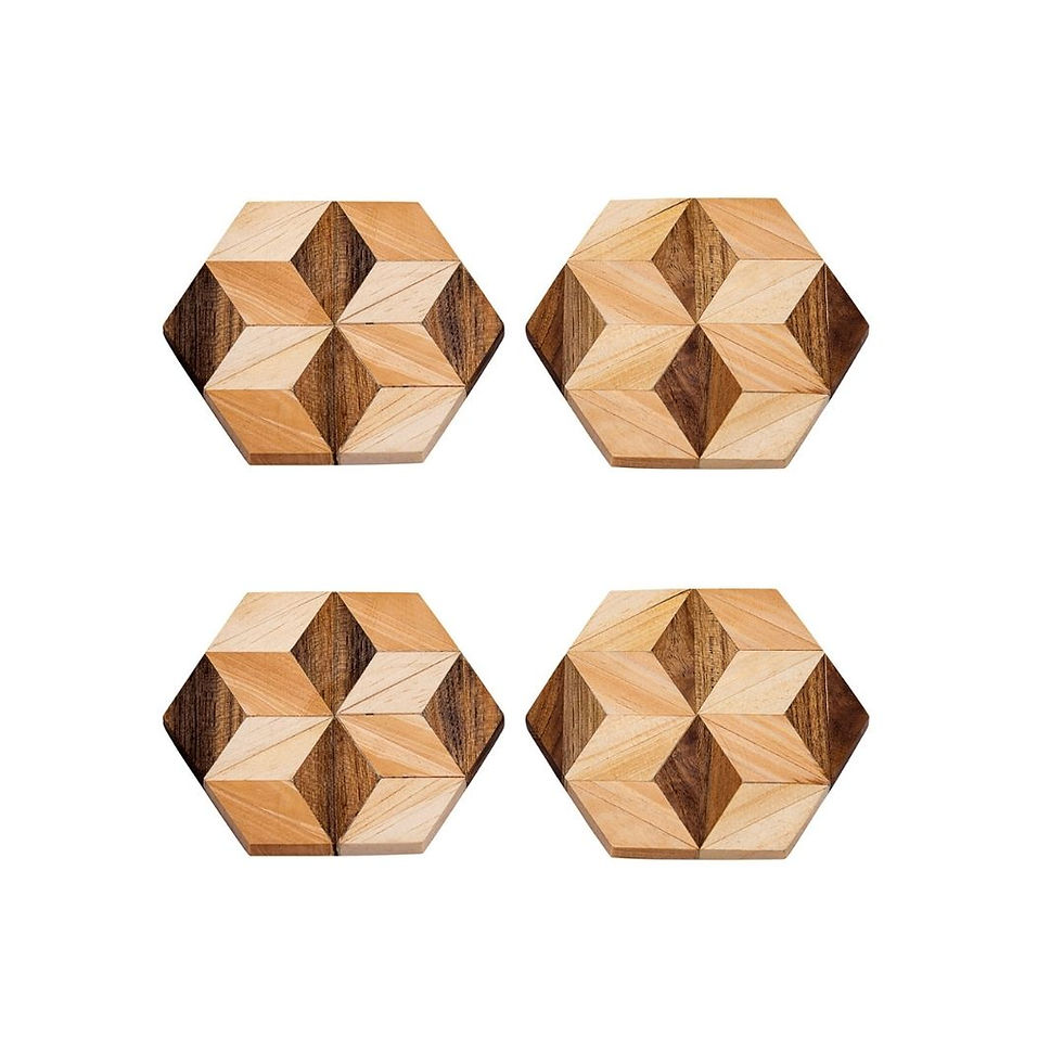 Thumbnail: Handmade Hexagon Wooden Coasters (Set of 2 or 4)