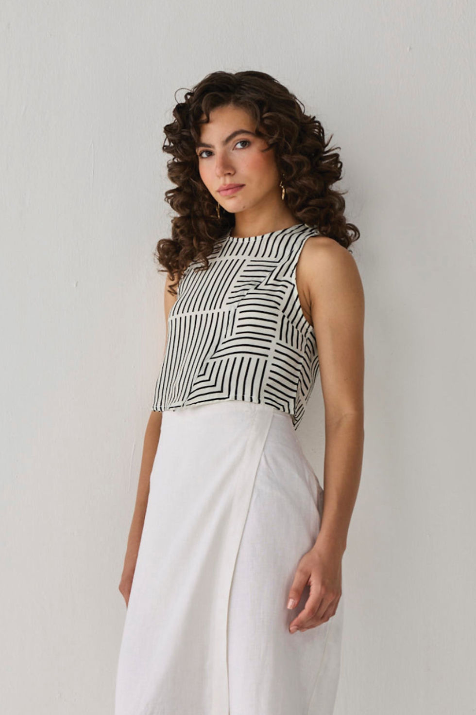 Thumbnail: Boxy Crop Top in Black Stripes