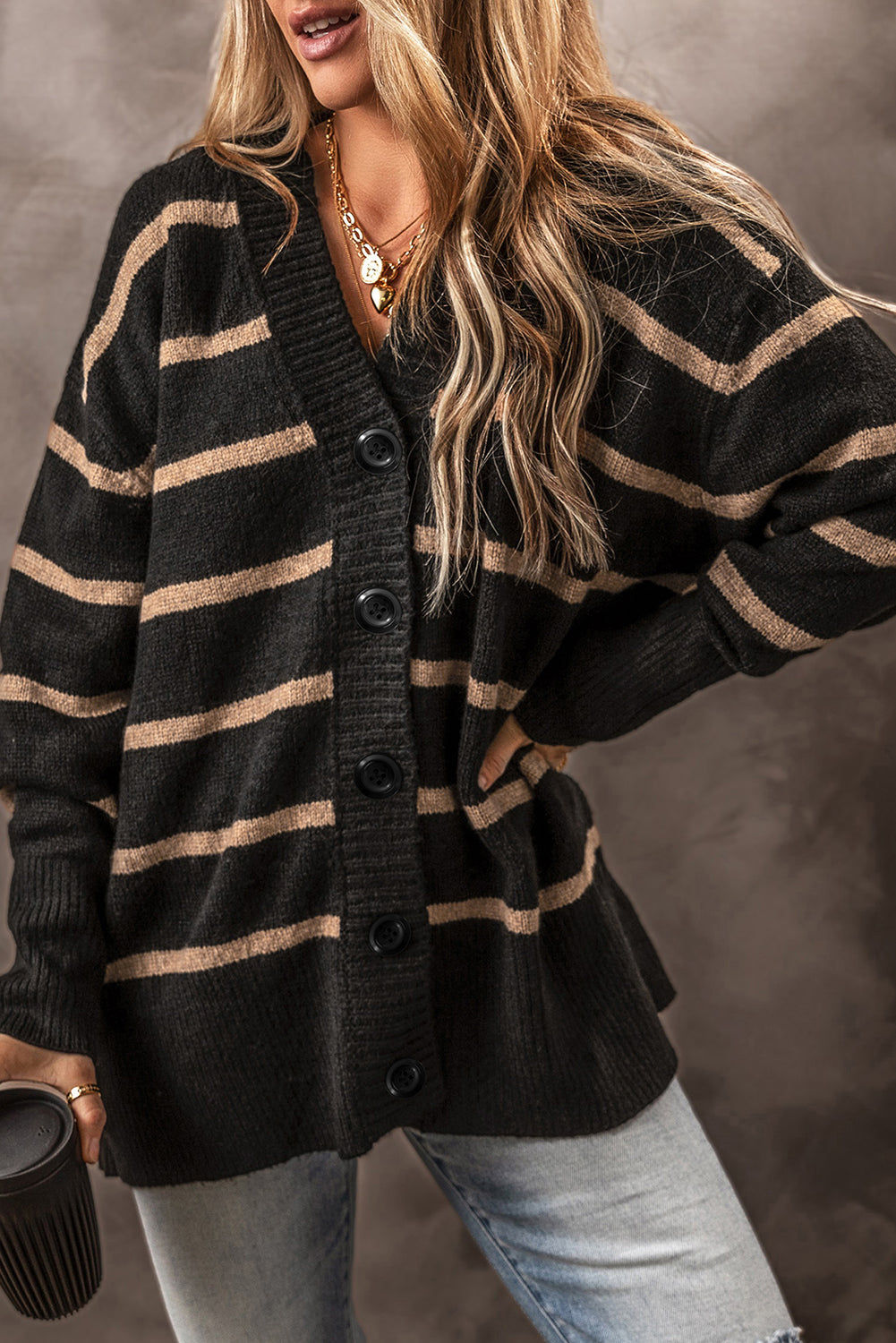 Emakira Drop Shoulder Loose Cardigan