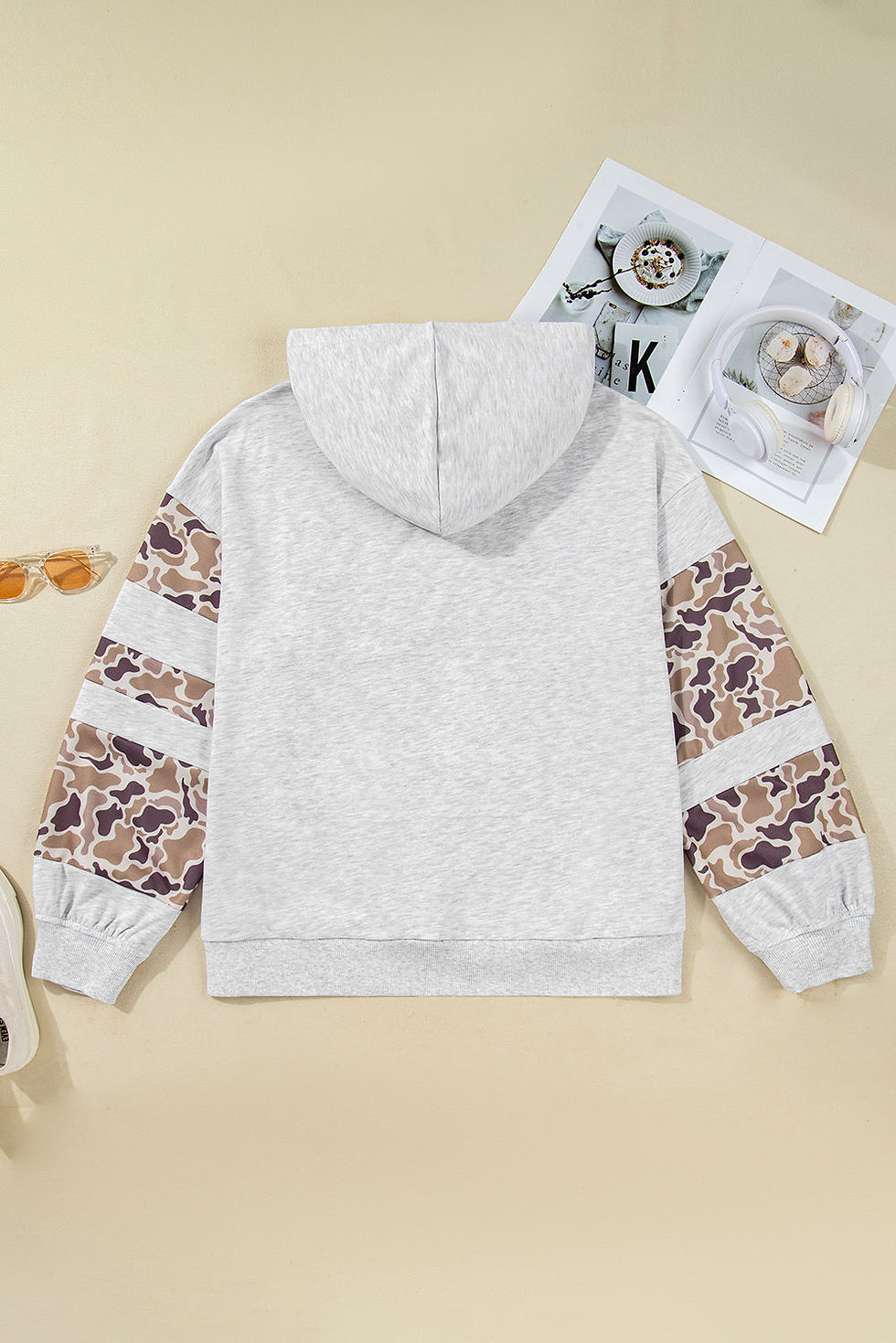 Thumbnail: Sophia Patchwork asymmetric Sleeve PLUS Hoodie