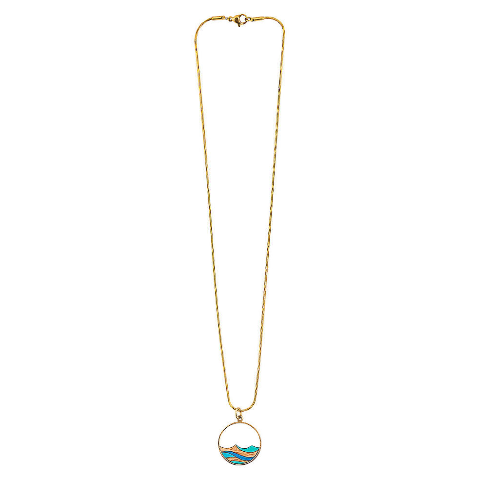 Thumbnail: Ocean Recycled Wood Gold Necklace