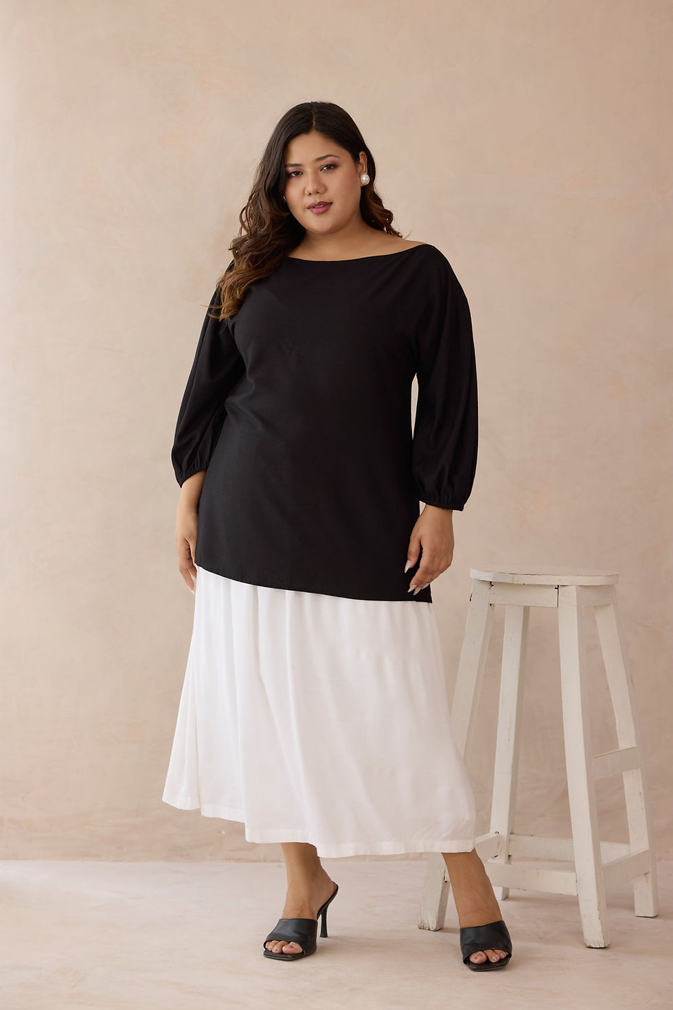 Thumbnail: Breezy Black and White Cotton Top & Skirt Co-ord Set