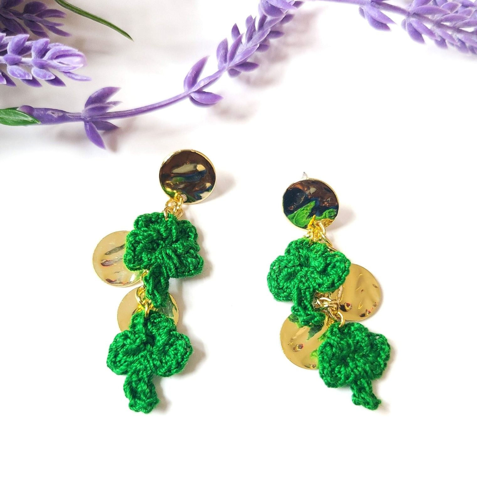 Trail of dangle shamrock earrings