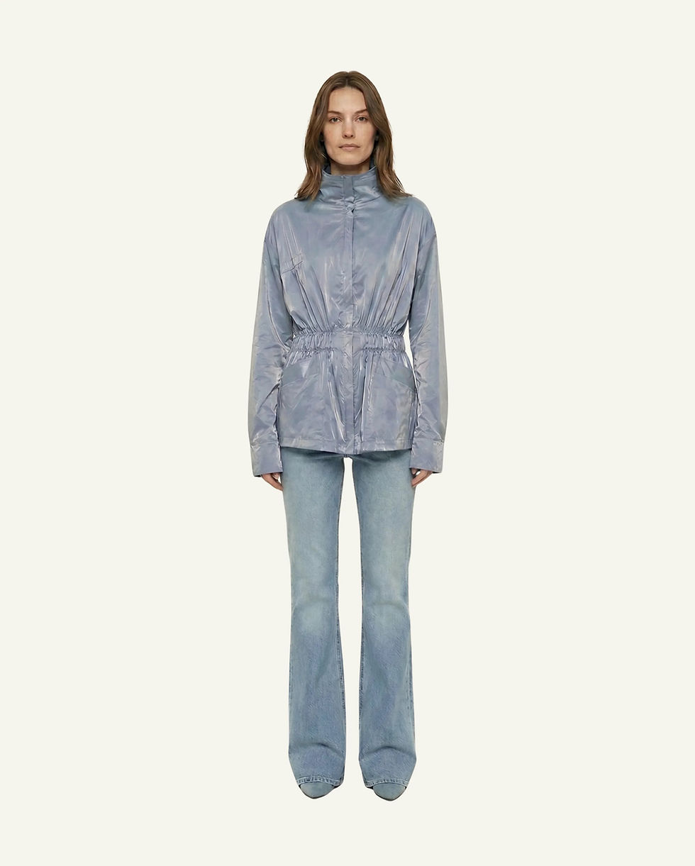 Thumbnail: Single-Panel Cotton Windbreaker with Lyocell/Wool Lining - Light Blue