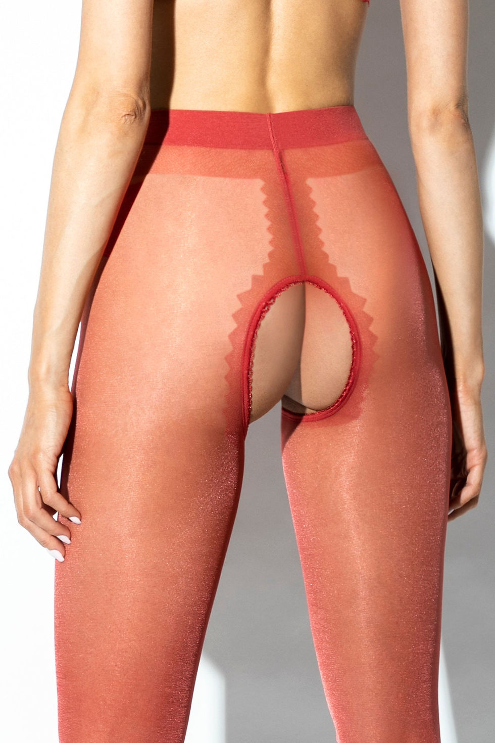 Thumbnail: Open Crotch Pantyhose 20DEN Hip Gloss Amour Red