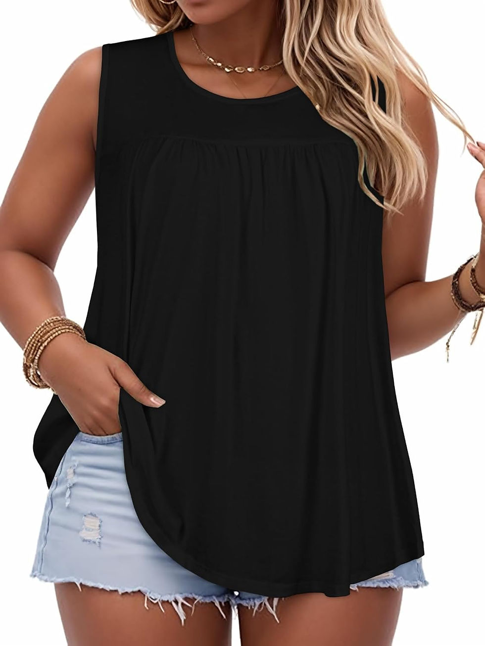 Thumbnail: Women Plus Size Tank Top Casual Summer Tops Loose Fit Sleeveless T Shirts Trend