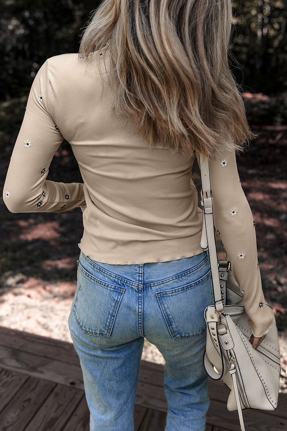 Thumbnail: Genesis Embroidered Detail Ribbed Long Sleeve Top