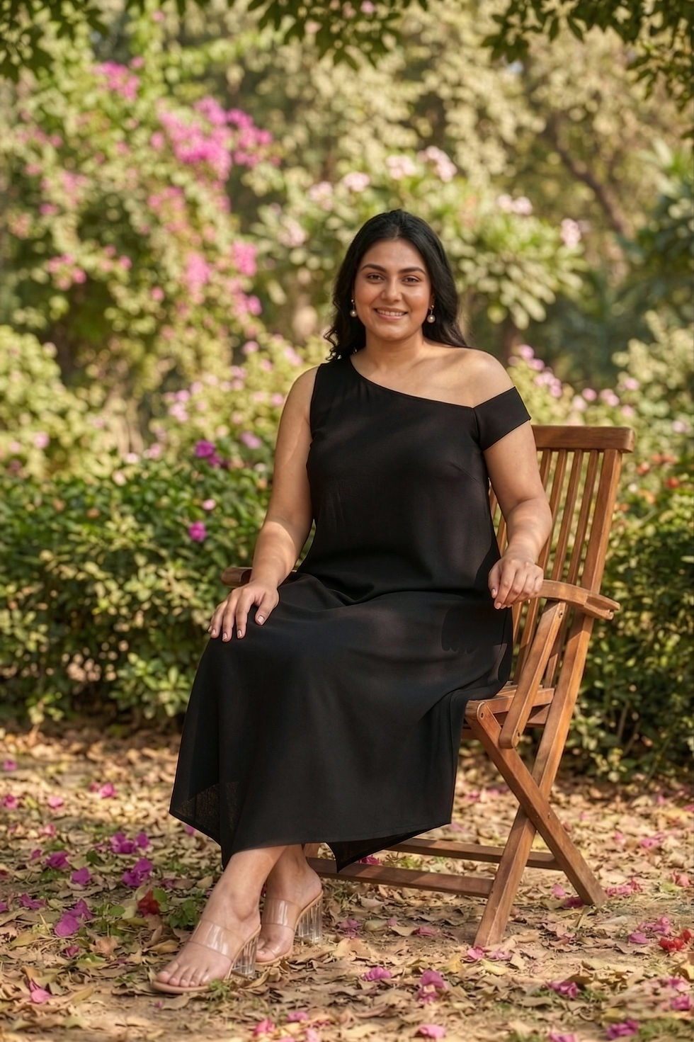 Thumbnail: Classic Black Asymmetric Midi Dress