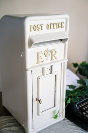 white wedding postbox