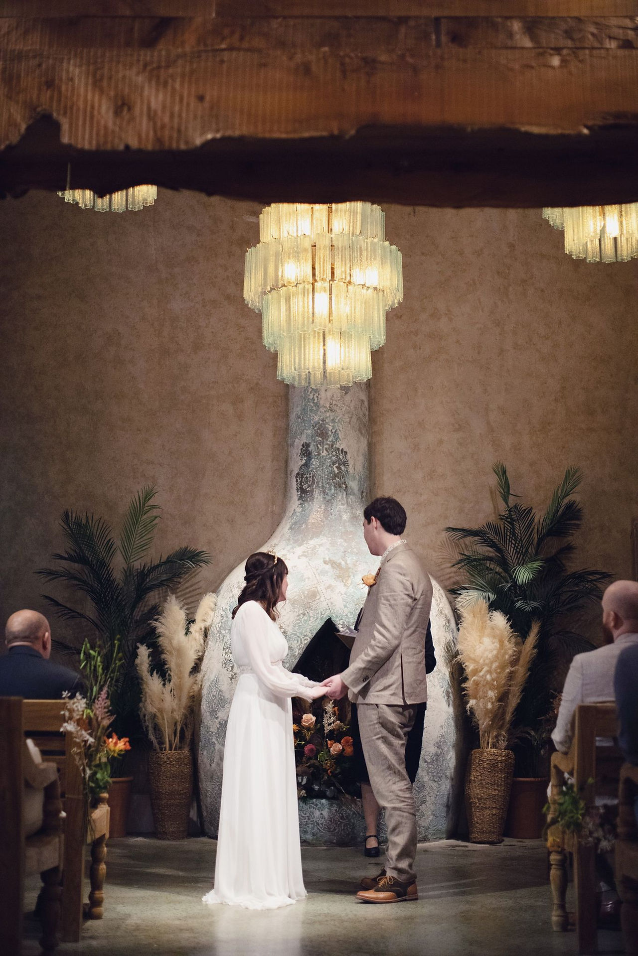 bride and groom during a ceremony at Runa Farm.