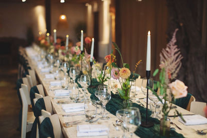 wildflower themed decor for wedding at Runa Farm.
