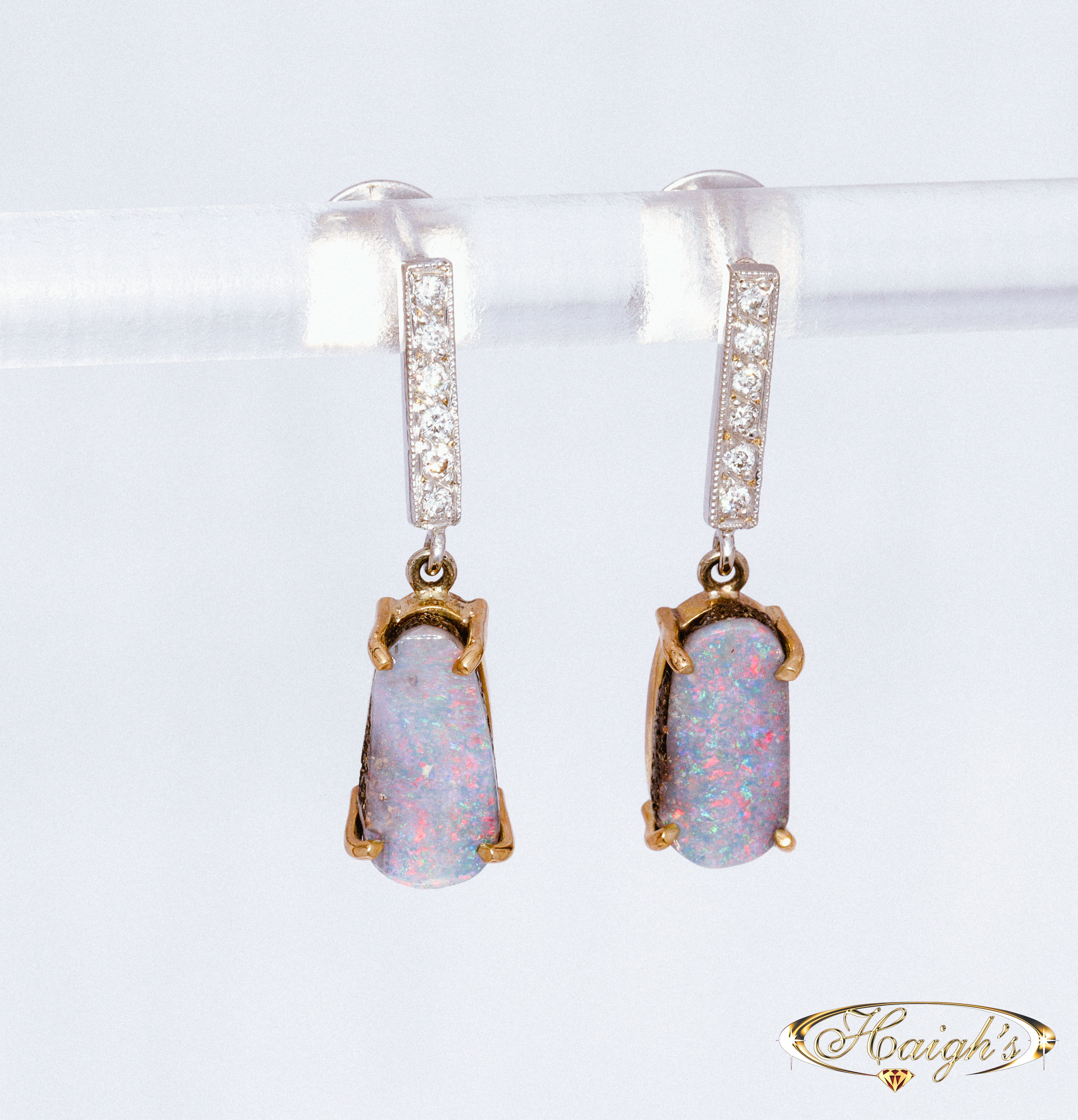 Opal & Diamond Earrings