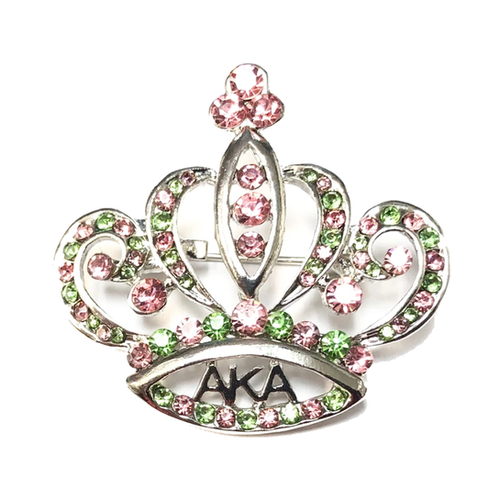 AKA Silver Rhinestone Crown Lapel Pin bluescustomdesigns